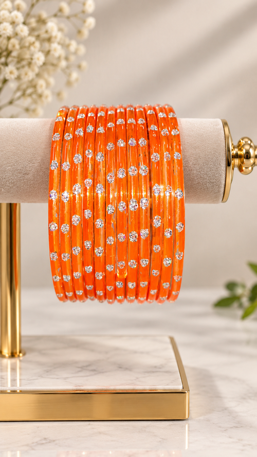 Orange Shiny Glass Bangles