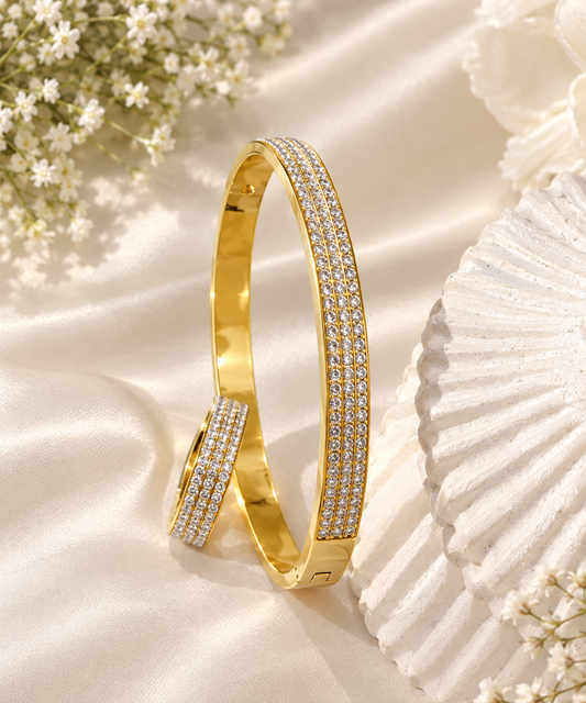 Pavé Crystal Gold Bangle Bracelet