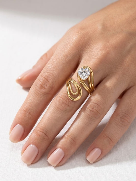 Adjustable Heart Ring for Women – Gold & Silver