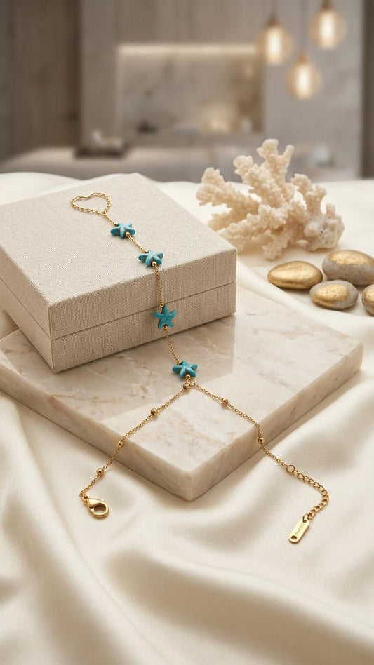 Turquoise Starfish Hand Chain
