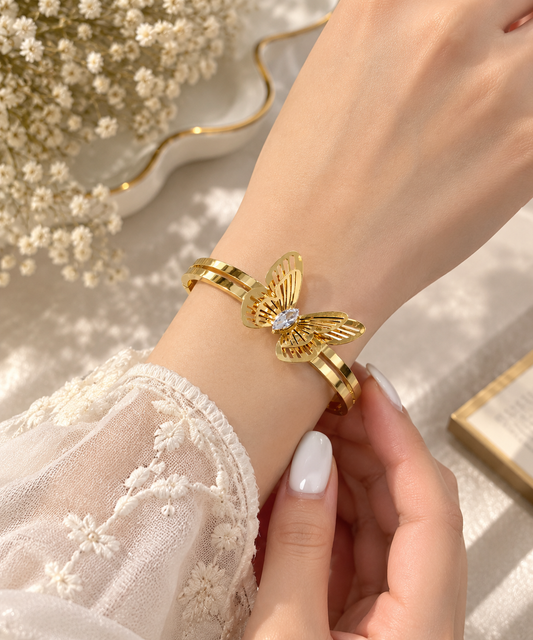 Golden Butterfly Bangle Bracelet