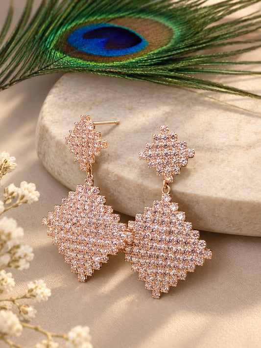 Diamond Cluster Pavé Drop Earrings