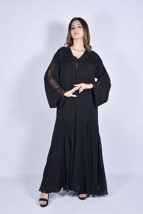 Black embellished abaya, studio