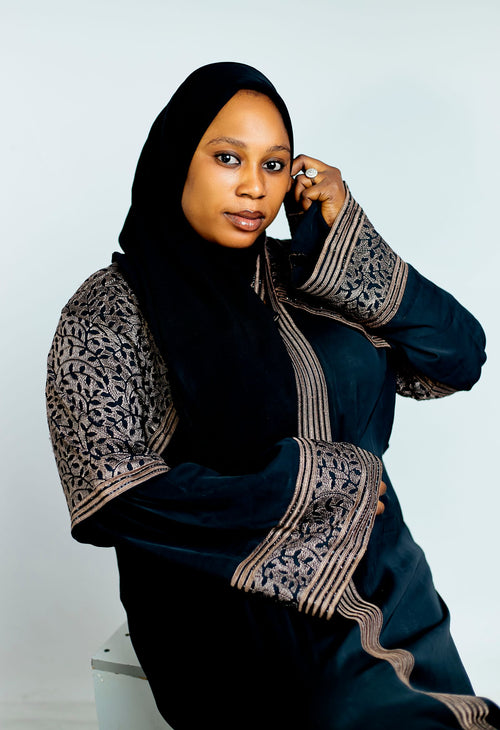 Embroidered black abaya