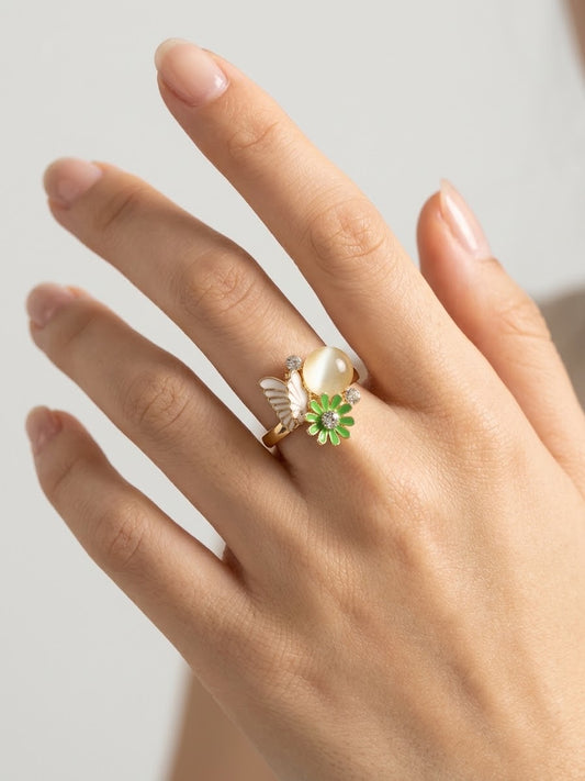 Flower & Wing Resin Art Ring
