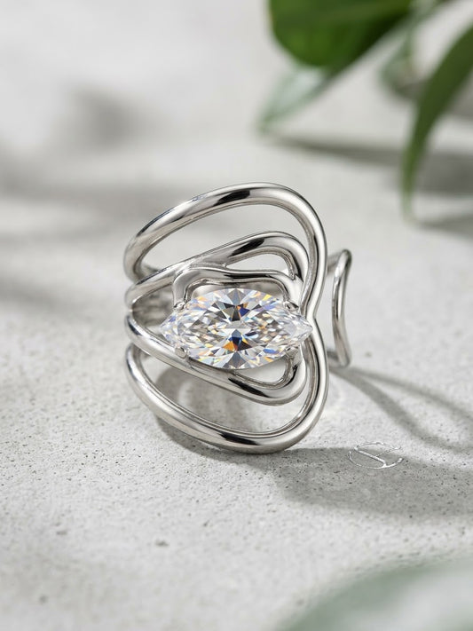 Silver Marquise Ring – Adjustable